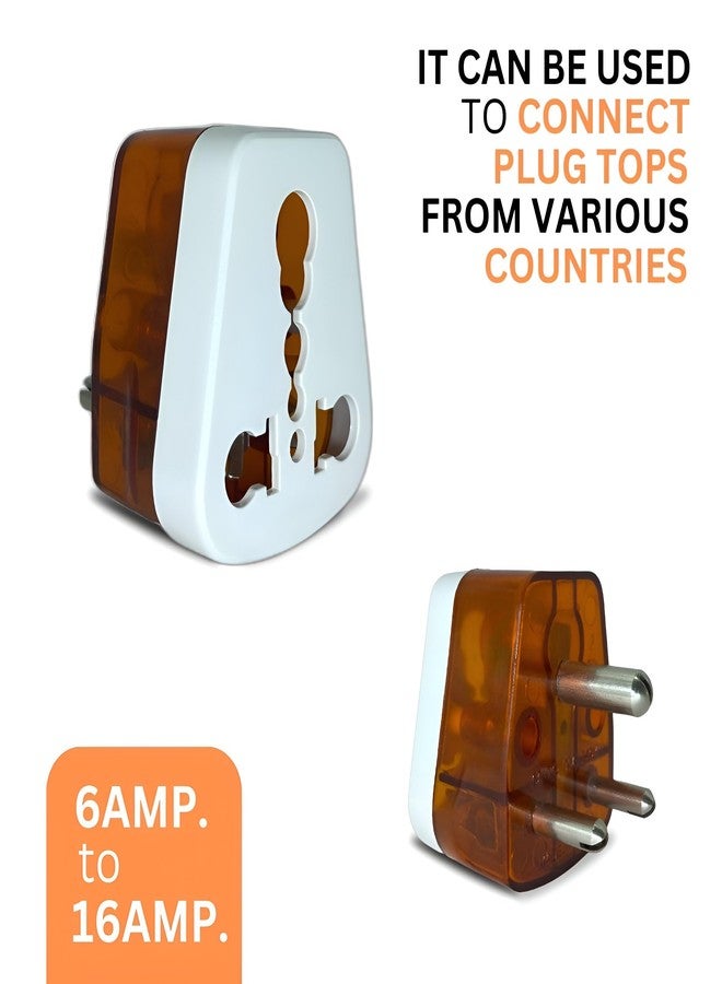 Upix 16amp Universal Converter Plug for (Type D) India, 6ampere to 16ampere 3-Pin International Socket for Big Size 16 A Plug Top (Use 16amp Devices in 6amp Socket) - Image 3
